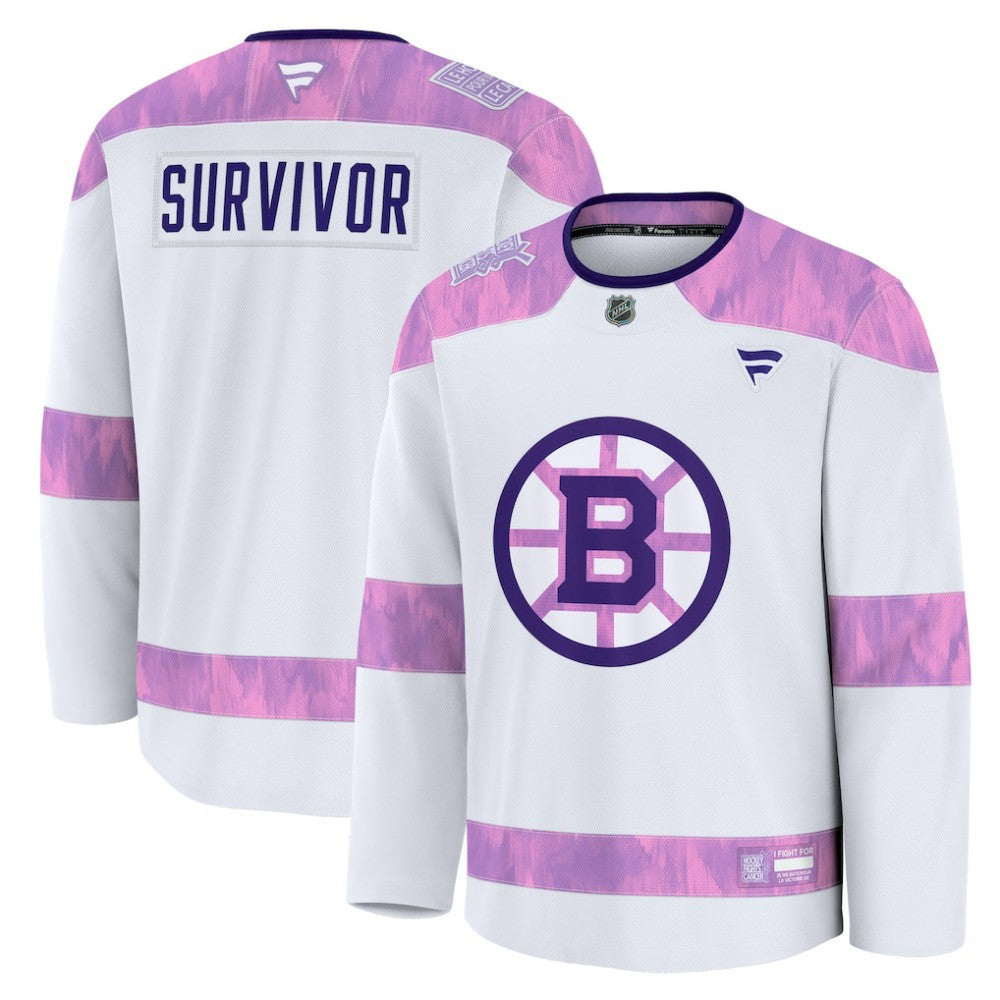 Boston Bruins Fanatics Hockey Fights Cancer Survivor Practice Jersey - White - NHL 203564961