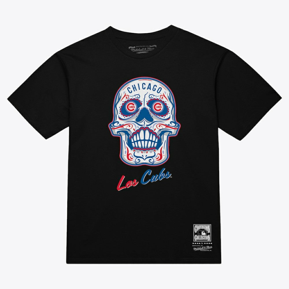 Chicago Cubs Mitchell & Ness Women's Sugar Skull Boxy T-Shirt - Black - Mitchell & Ness Lifestyle