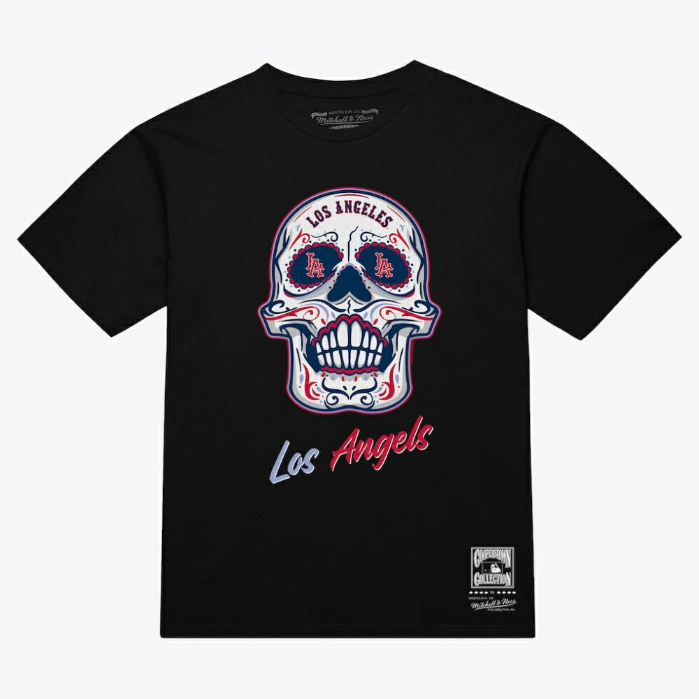 Los Angeles Angels Mitchell & Ness Women's Sugar Skull Boxy T-Shirt - Black - Mitchell & Ness on Sale