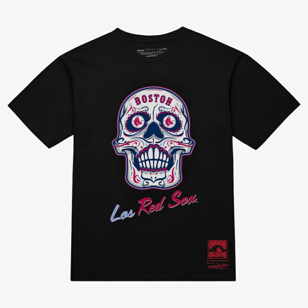 Boston Red Sox Mitchell & Ness Women's Sugar Skull Boxy T-Shirt - Black - Mitchell & Ness Online