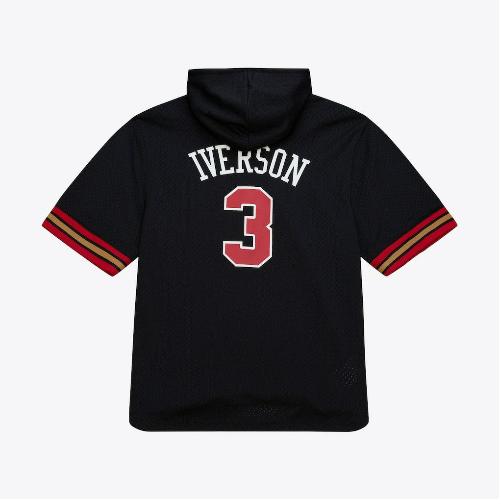 Allen Iverson Philadelphia 76ers Mesh Name & Number Short Sleeve Hoodie Black | Mitchell & Ness outlet