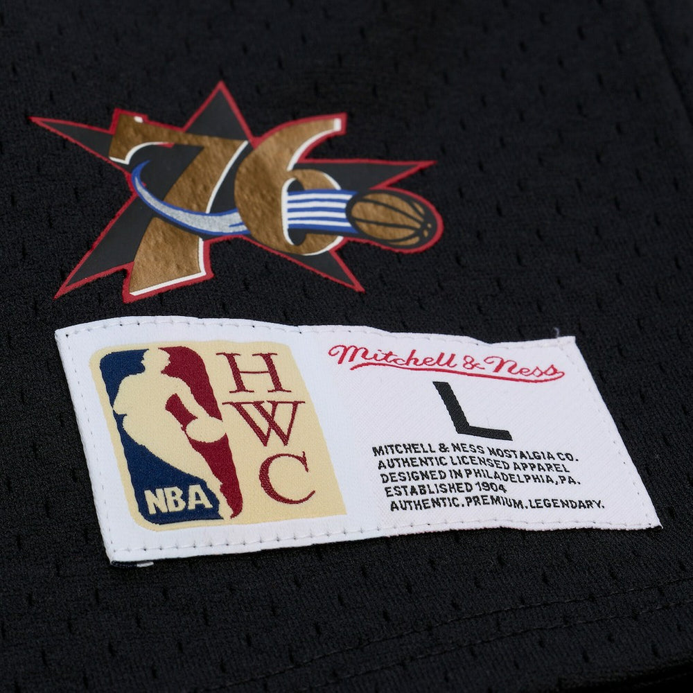 Allen Iverson Philadelphia 76ers Mesh Name & Number Short Sleeve Hoodie Black | Mitchell & Ness outlet