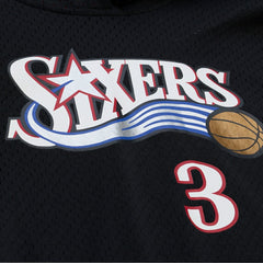 Allen Iverson Philadelphia 76ers Mesh Name & Number Short Sleeve Hoodie Black | Mitchell & Ness outlet