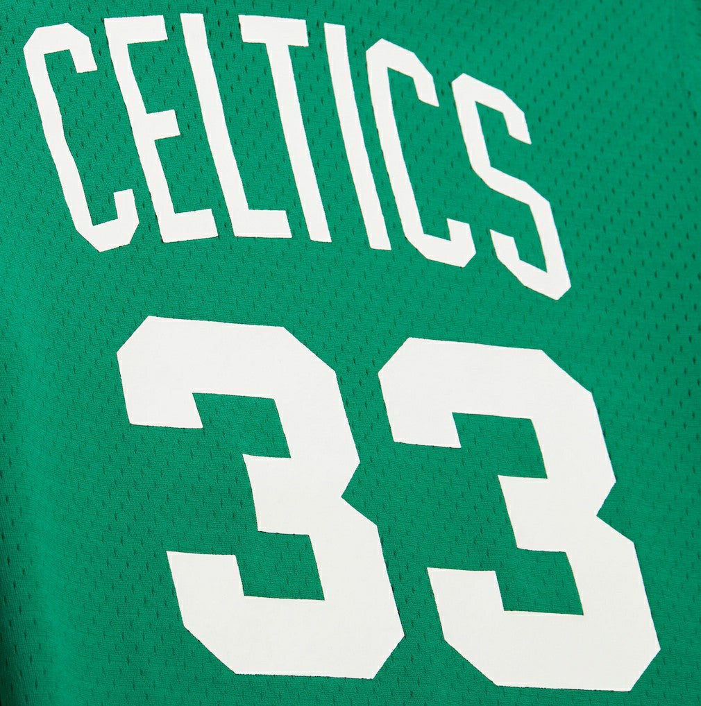 Larry Bird Boston Celtics Mesh Name & Number Short Sleeve Hoodie Kelly Green | Mitchell & Ness online