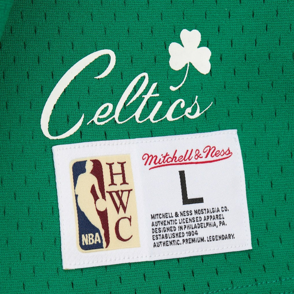 Larry Bird Boston Celtics Mesh Name & Number Short Sleeve Hoodie Kelly Green | Mitchell & Ness online