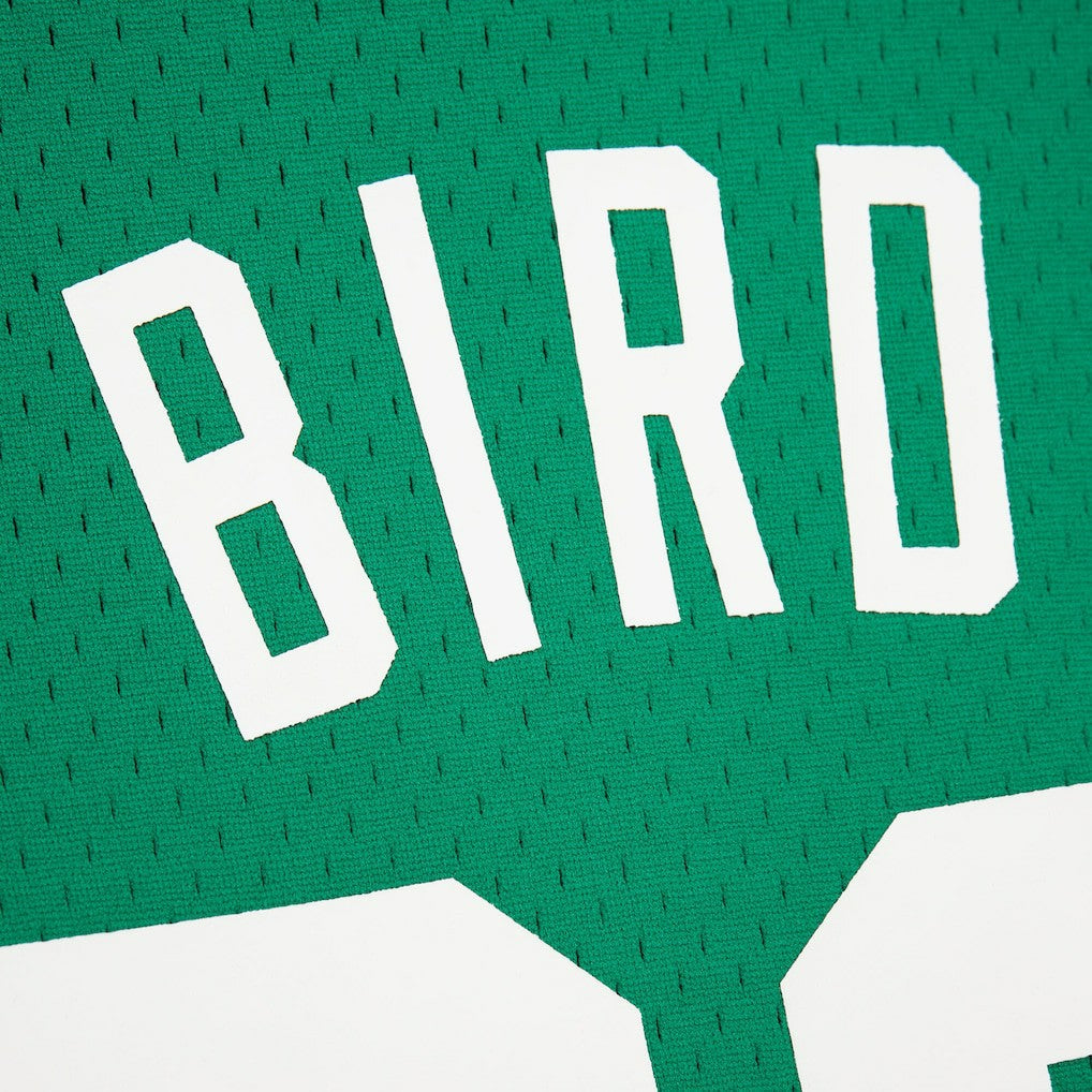 Larry Bird Boston Celtics Mesh Name & Number Short Sleeve Hoodie Kelly Green | Mitchell & Ness online