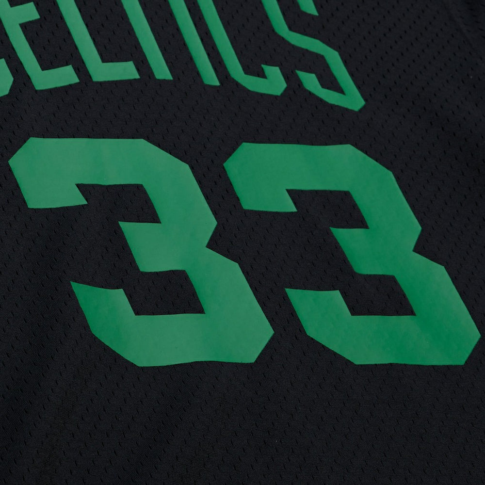 Larry Bird Boston Celtics Mesh Name & Number Short Sleeve Hoodie Black | Mitchell & Ness discount