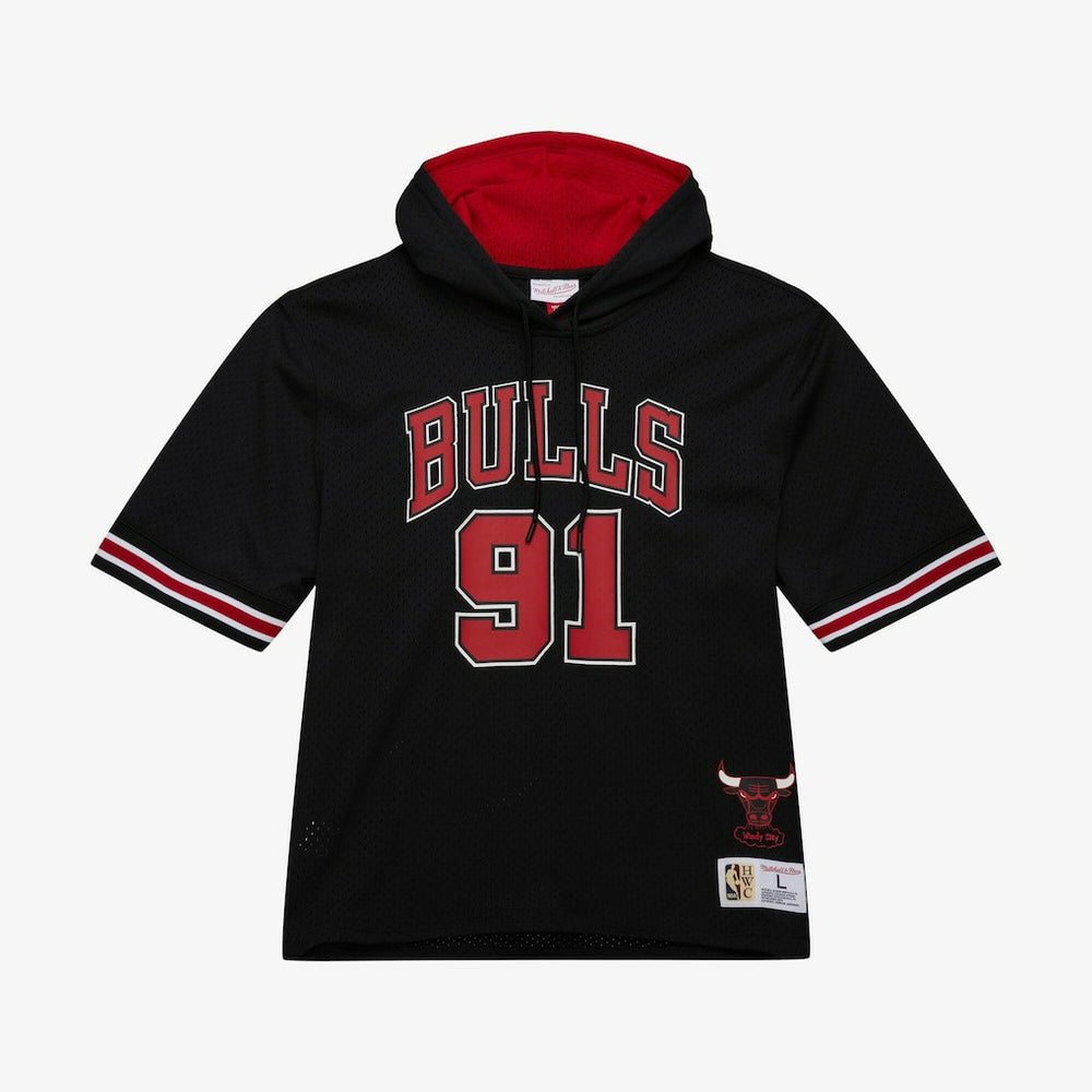 Dennis Rodman Chicago Bulls Mesh Name & Number Short Sleeve Hoodie for sale Black | Mitchell & Ness Lifestyle
