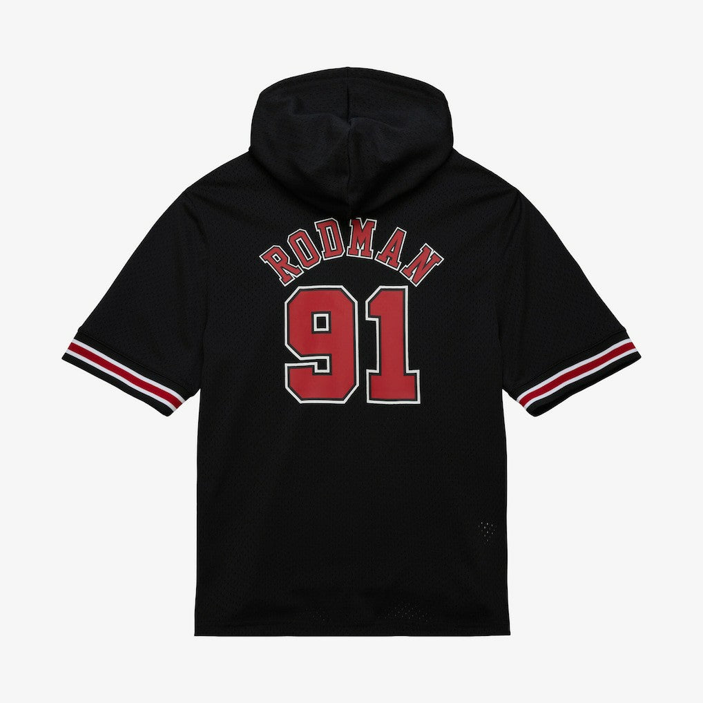 Dennis Rodman Chicago Bulls Mesh Name & Number Short Sleeve Hoodie for sale Black | Mitchell & Ness Lifestyle