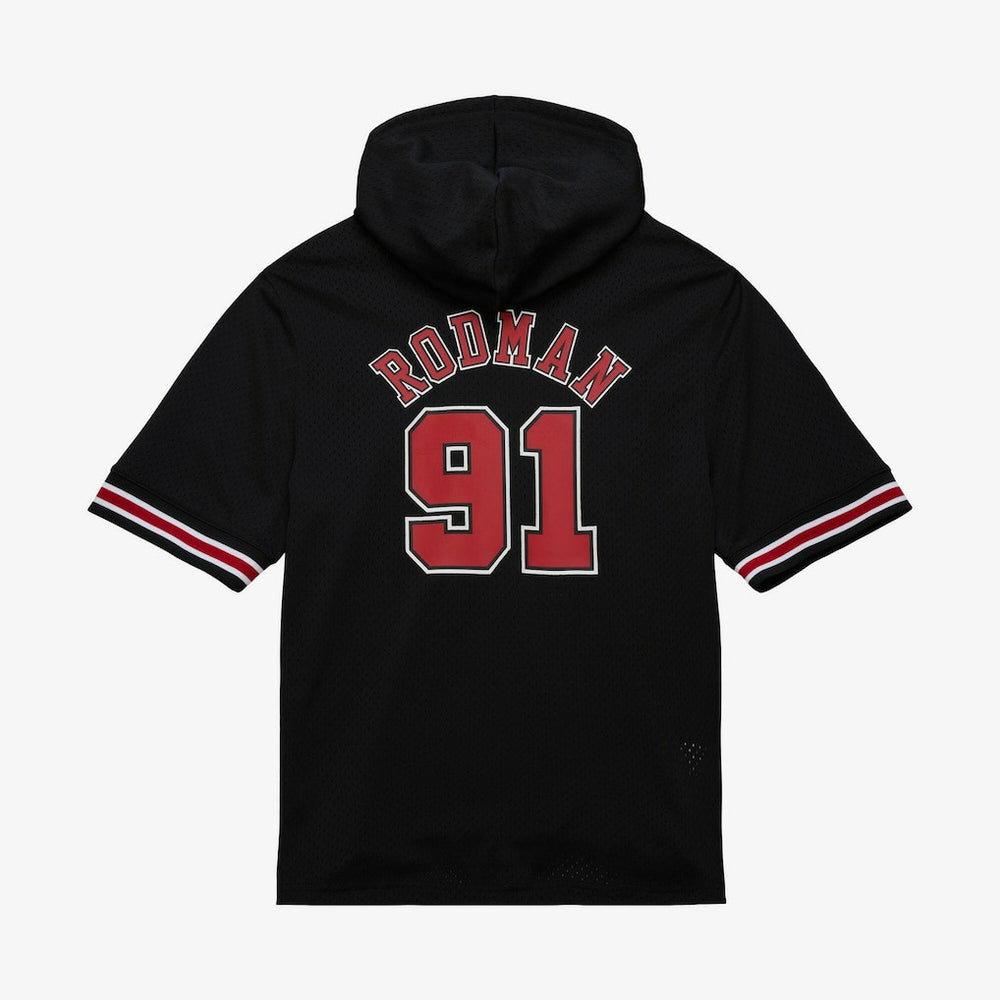 Dennis Rodman Chicago Bulls Mesh Name & Number Short Sleeve Hoodie for sale Black | Mitchell & Ness Lifestyle