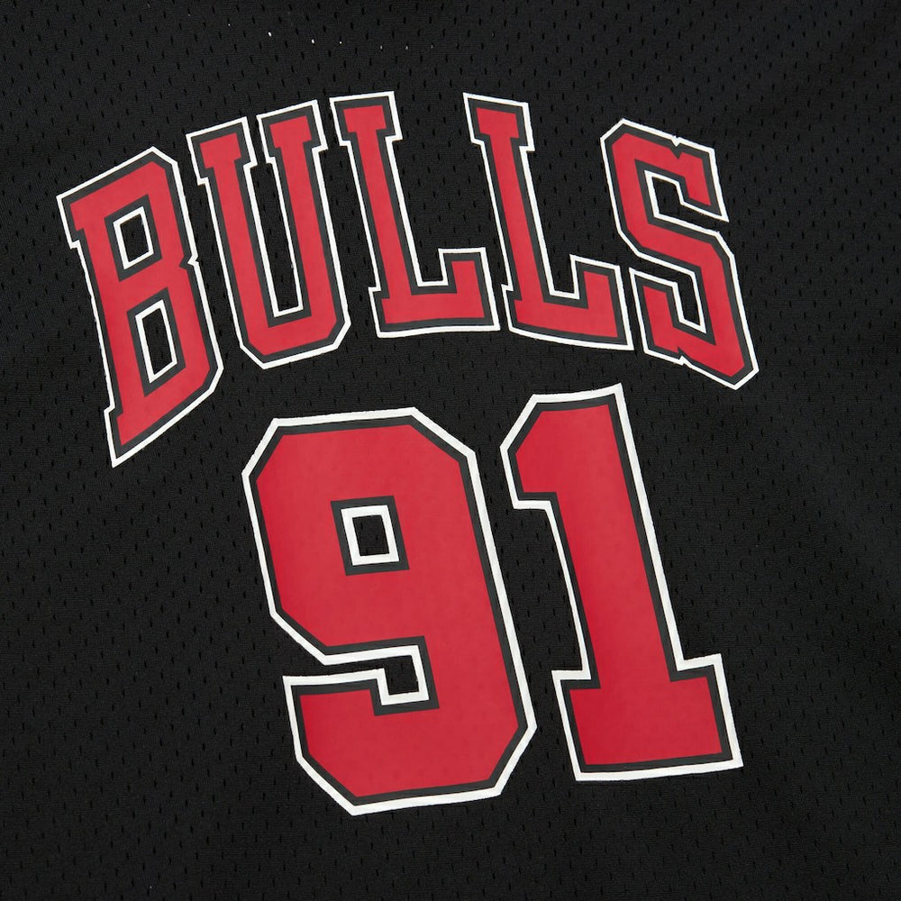 Dennis Rodman Chicago Bulls Mesh Name & Number Short Sleeve Hoodie for sale Black | Mitchell & Ness Lifestyle