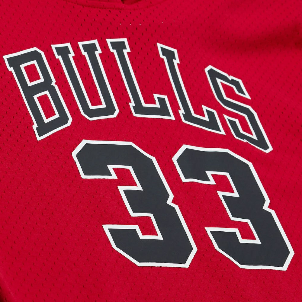 Scottie Pippen Chicago Bulls Mesh Name & Number Short Sleeve Hoodie for sale Red | Mitchell & Ness US
