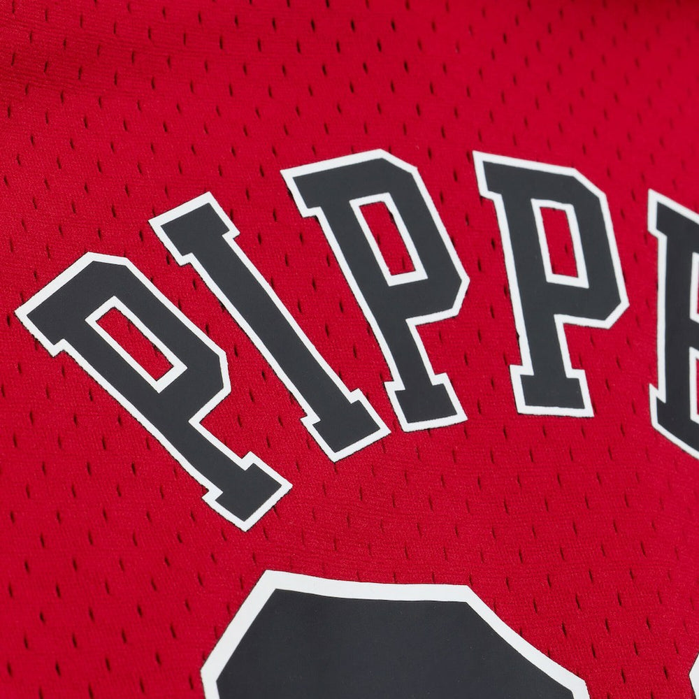 Scottie Pippen Chicago Bulls Mesh Name & Number Short Sleeve Hoodie for sale Red | Mitchell & Ness US