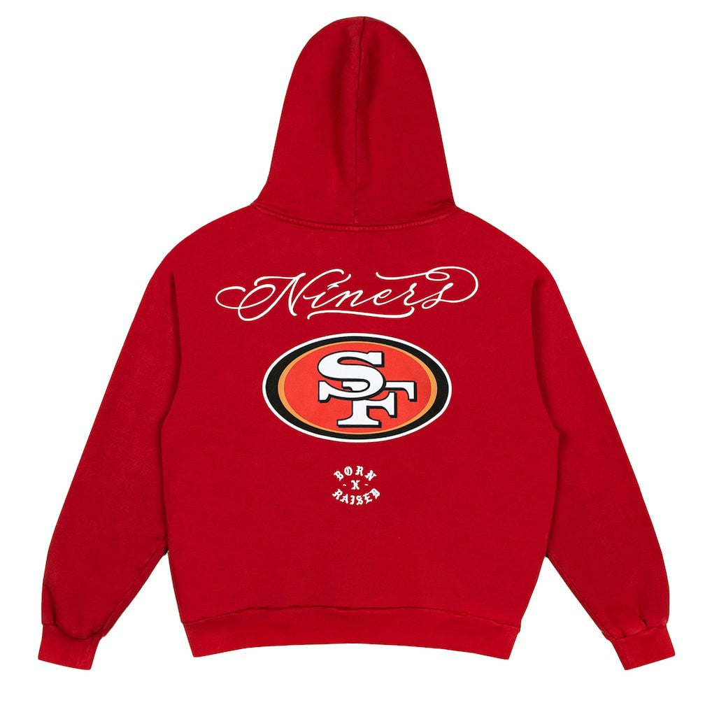 San Francisco 49ers Born x Raised Unisex Fine Line Hoodie Scarlet