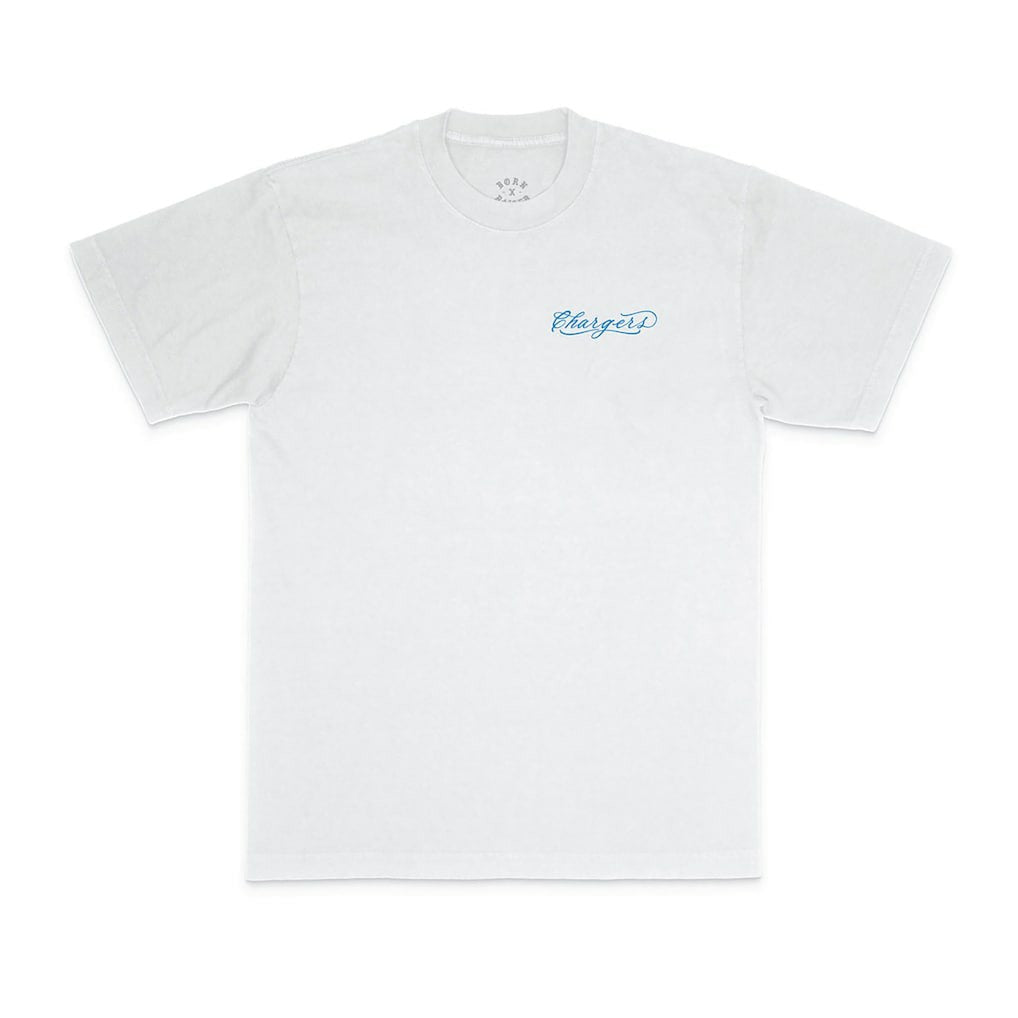 Los Angeles Chargers Born x Raised Unisex Fine Line T-Shirt White