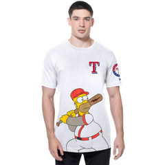 Texas Rangers New Era MLB x Simpsons Homer Wonderbat T-Shirt - White - New Era Discount