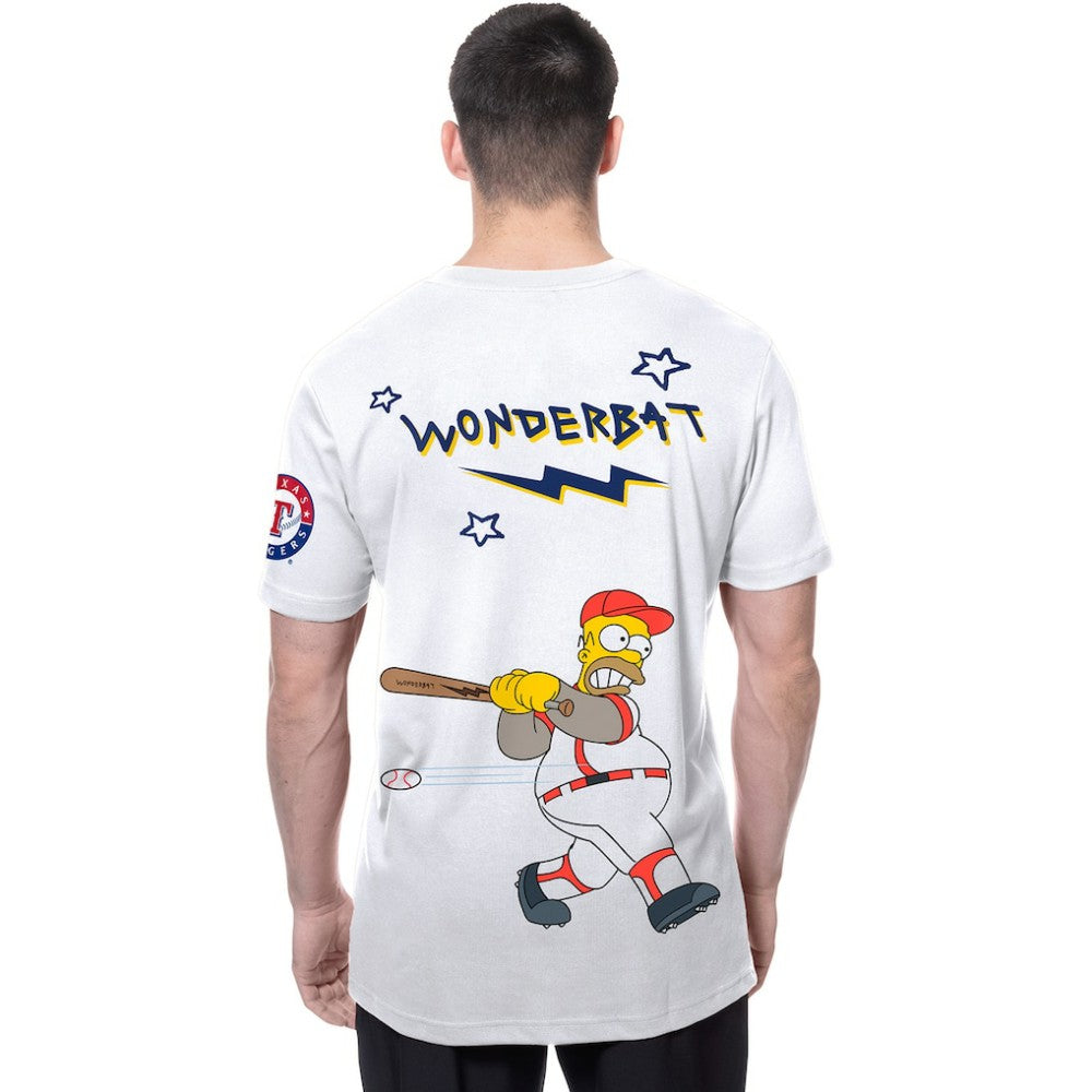 Texas Rangers New Era MLB x Simpsons Homer Wonderbat T-Shirt - White - New Era Discount