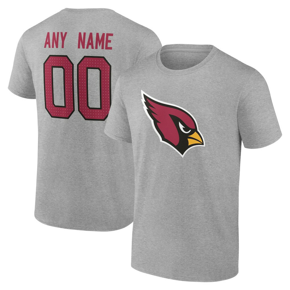 Arizona Cardinals Team Authentic Personalized Name & Number T-Shirt Gray