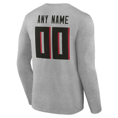 Atlanta Falcons Team Authentic Personalized Name & Number Long Sleeve T-Shirt Gray