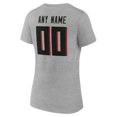 Atlanta Falcons Women's Team Authentic Personalized Name & Number V-Neck T-Shirt Gray