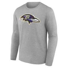 Baltimore Ravens Team Authentic Personalized Name & Number Long Sleeve T-Shirt Gray