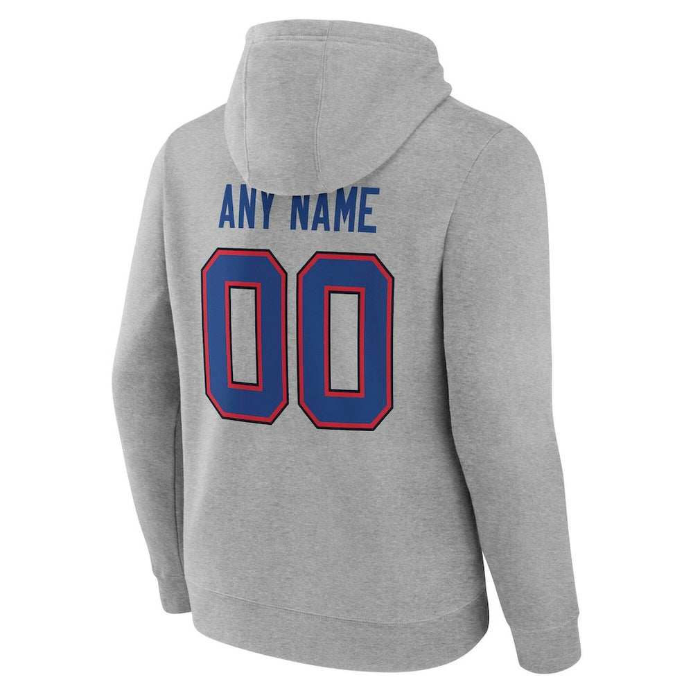Buffalo Bills Team Authentic Personalized Name & Number Hoodie Gray