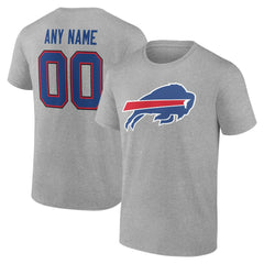 Buffalo Bills Team Authentic Personalized Name & Number T-Shirt Gray