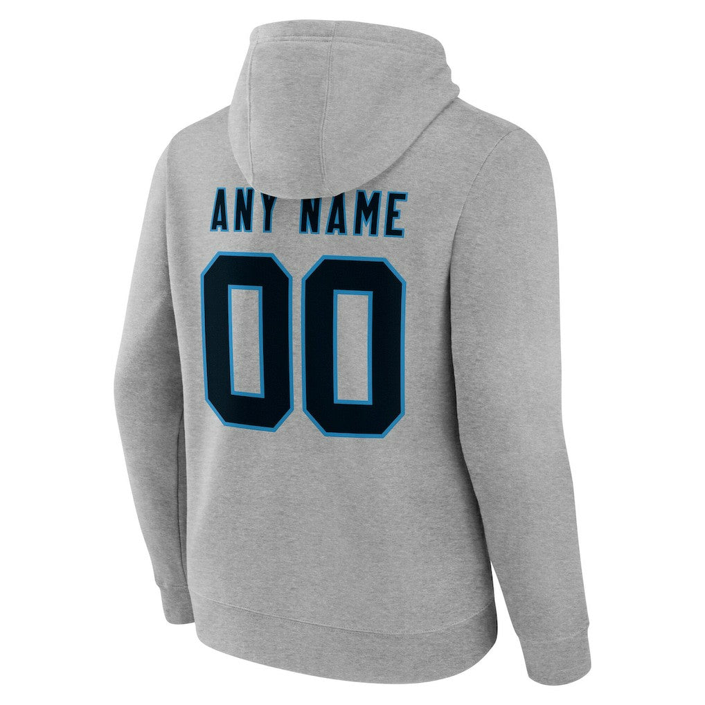 Carolina Panthers Team Authentic Personalized Name & Number Hoodie Gray