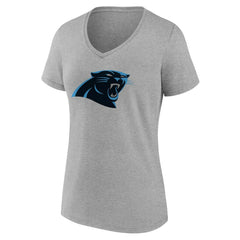 Carolina Panthers Women's Team Authentic Personalized Name & Number V-Neck T-Shirt Gray
