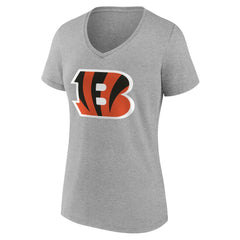 Cincinnati Bengals Women's Team Authentic Personalized Name & Number V-Neck T-Shirt Gray
