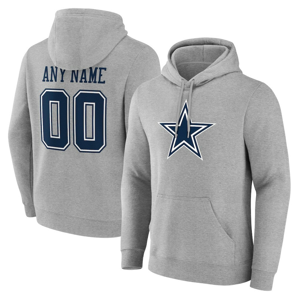 Dallas Cowboys Team Authentic Personalized Name & Number Hoodie Gray