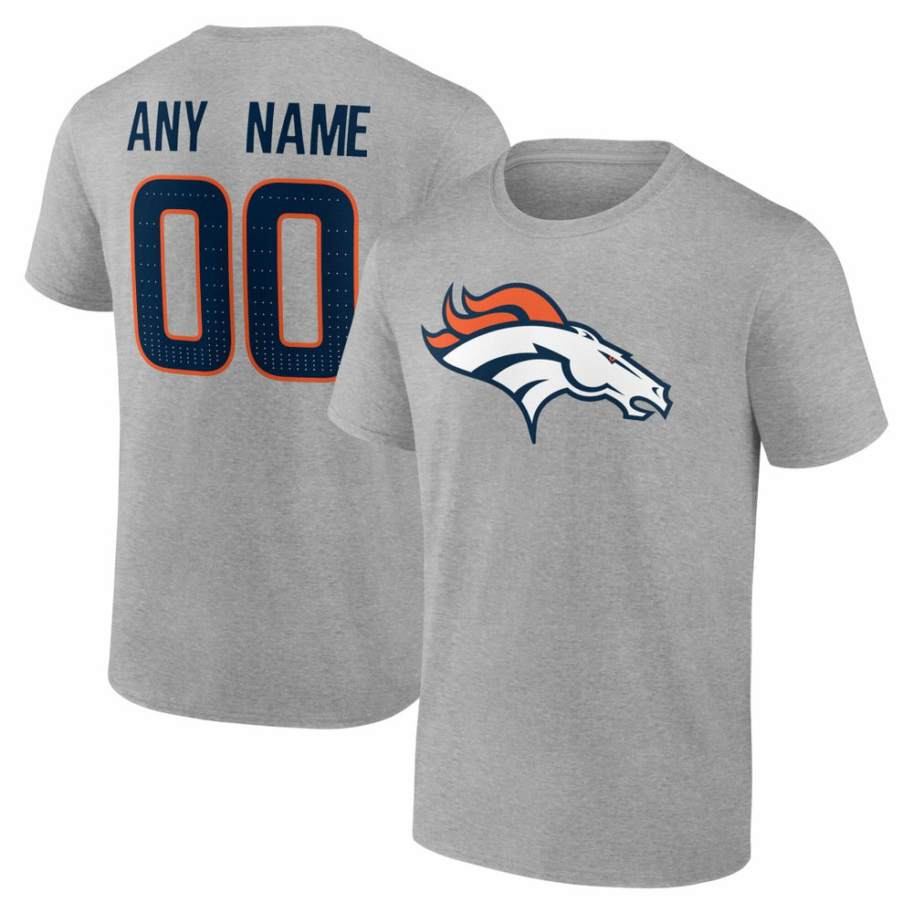 Denver Broncos Team Authentic Personalized Name & Number T-Shirt Gray