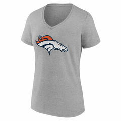 Denver Broncos Women's Team Authentic Personalized Name & Number V-Neck T-Shirt Gray