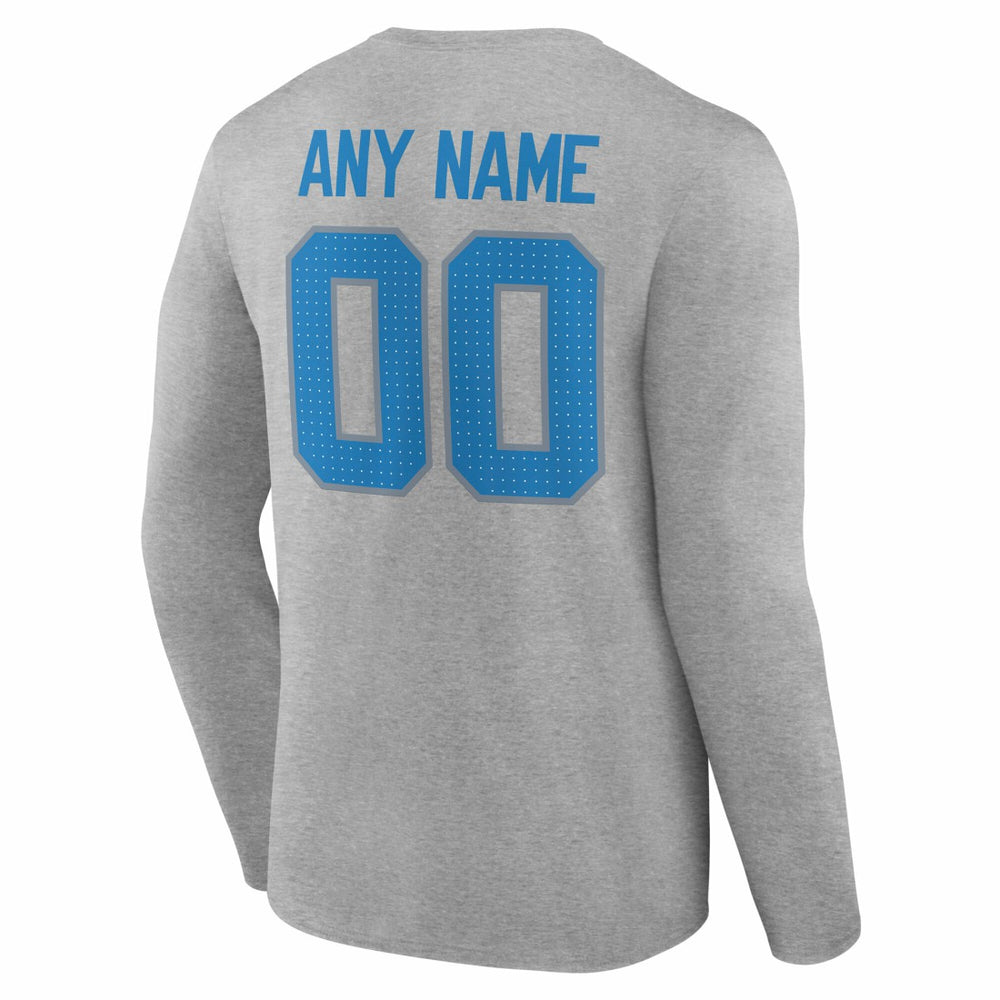 Detroit Lions Team Authentic Personalized Name & Number Long Sleeve T-Shirt Gray