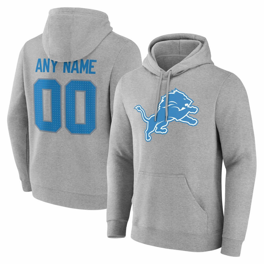 Detroit Lions Team Authentic Personalized Name & Number Hoodie Gray