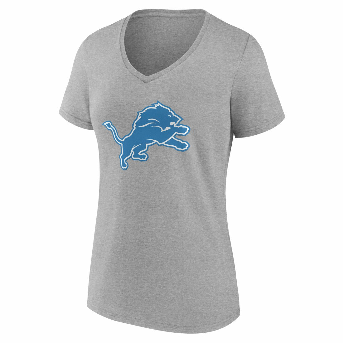 Detroit Lions Women's Team Authentic Personalized Name & Number V-Neck T-Shirt Gray