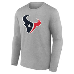 Houston Texans Team Authentic Personalized Name & Number Long Sleeve T-Shirt Gray
