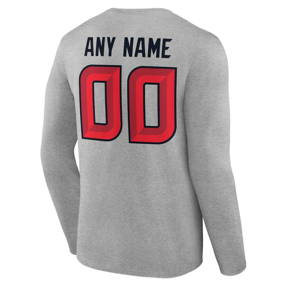 Houston Texans Team Authentic Personalized Name & Number Long Sleeve T-Shirt Gray