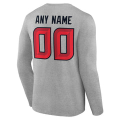 Houston Texans Team Authentic Personalized Name & Number Long Sleeve T-Shirt Gray