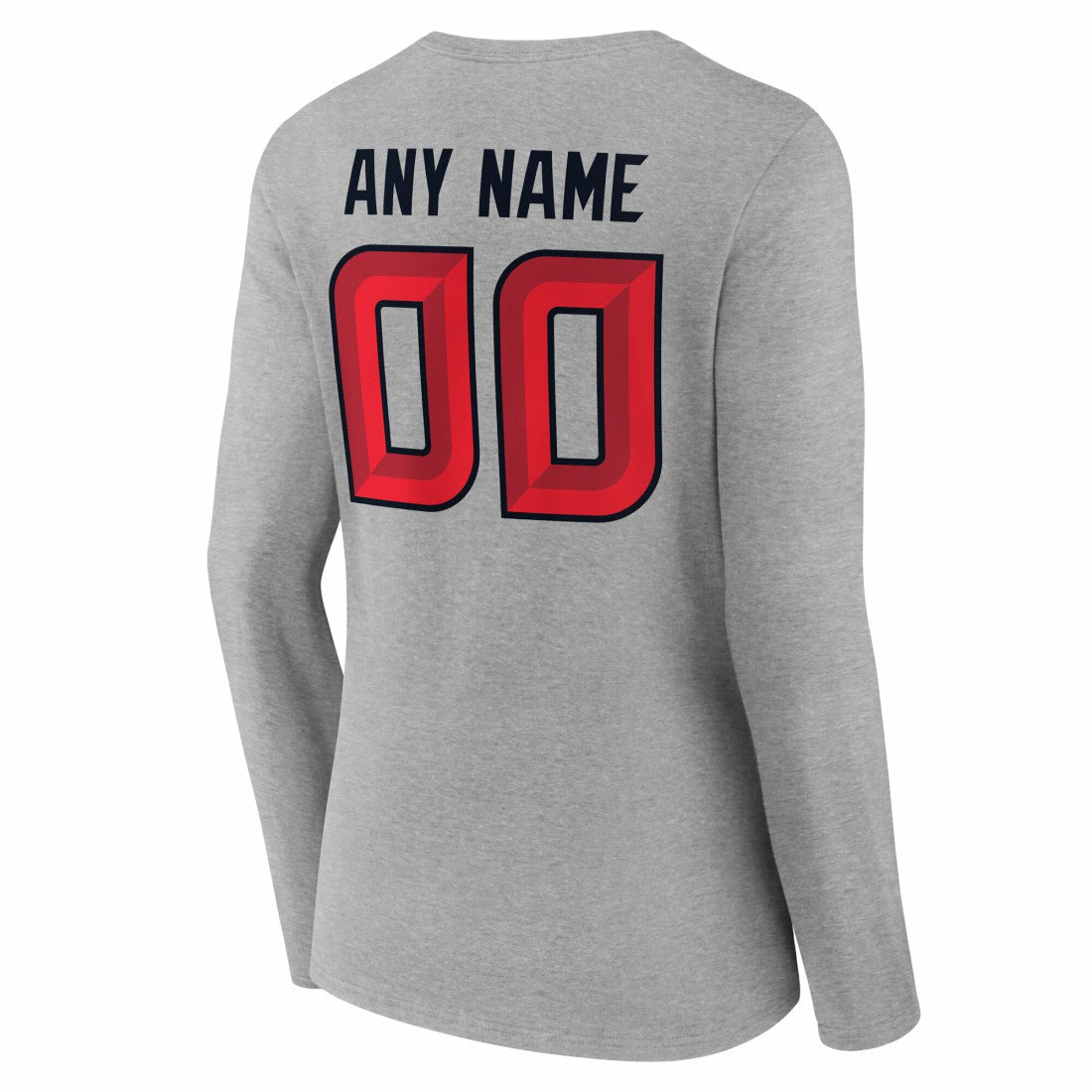 Houston Texans Women's Team Authentic Personalized Name & Number Long Sleeve V-Neck T-Shirt Gray