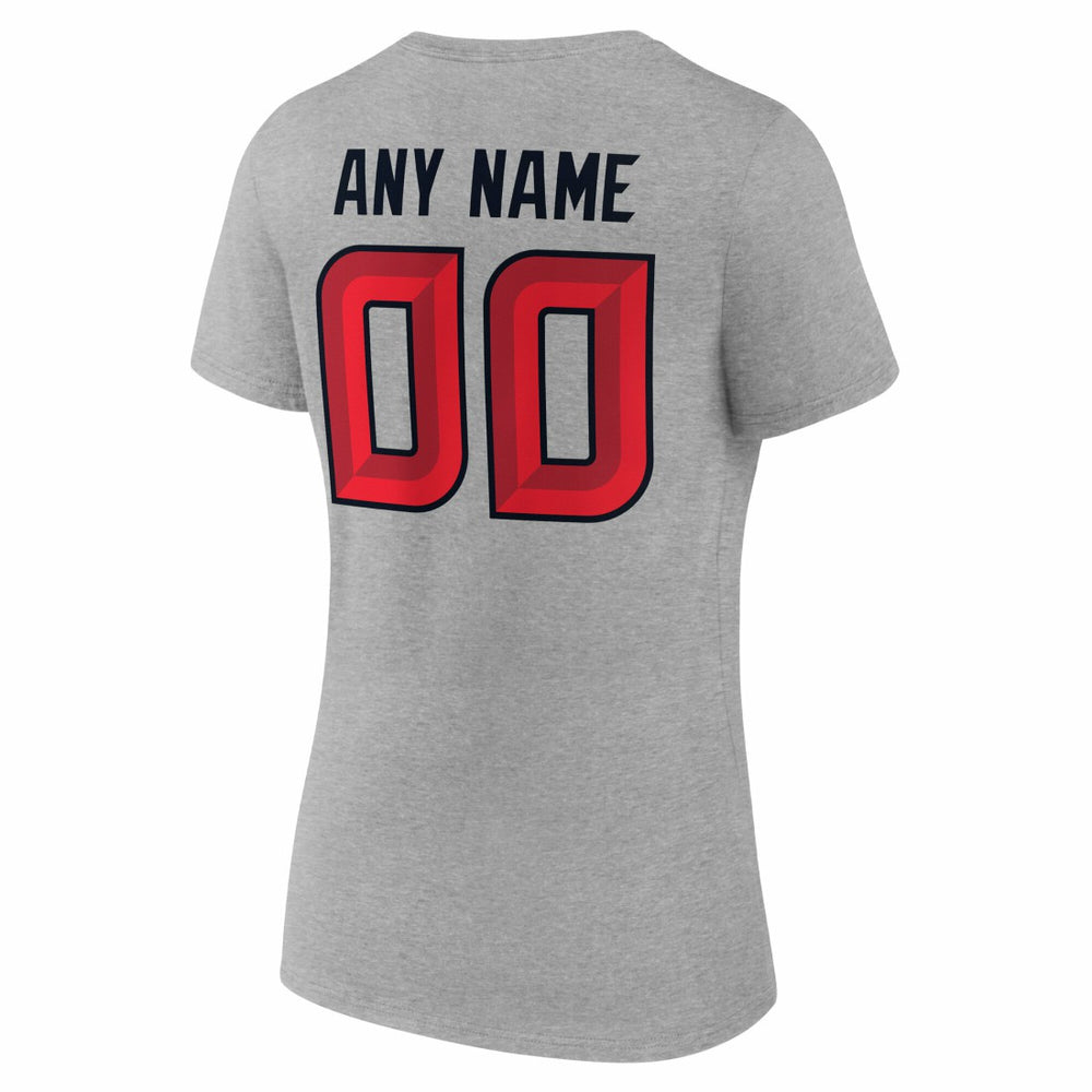 Houston Texans Women's Team Authentic Personalized Name & Number V-Neck T-Shirt Gray