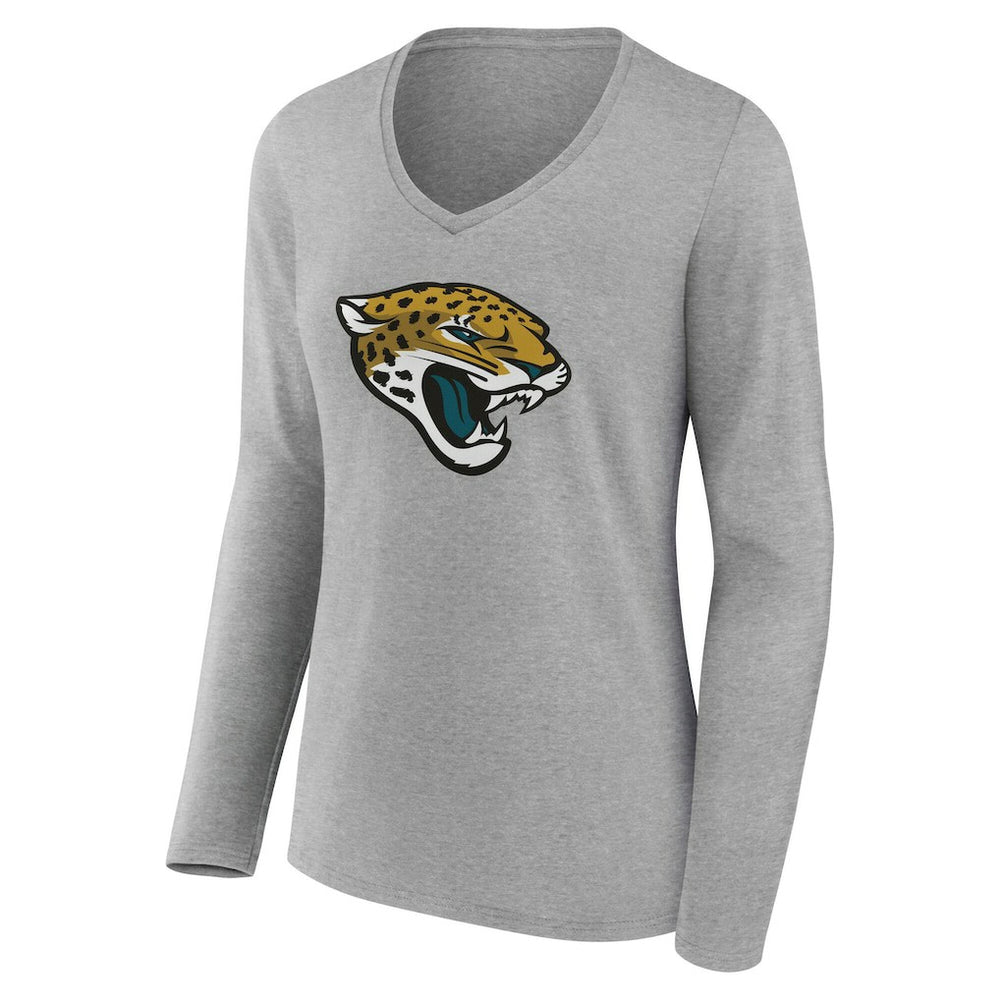 Jacksonville Jaguars Women's Team Authentic Personalized Name & Number Long Sleeve V-Neck T-Shirt Gray