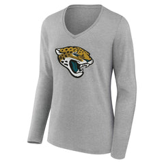 Jacksonville Jaguars Women's Team Authentic Personalized Name & Number Long Sleeve V-Neck T-Shirt Gray