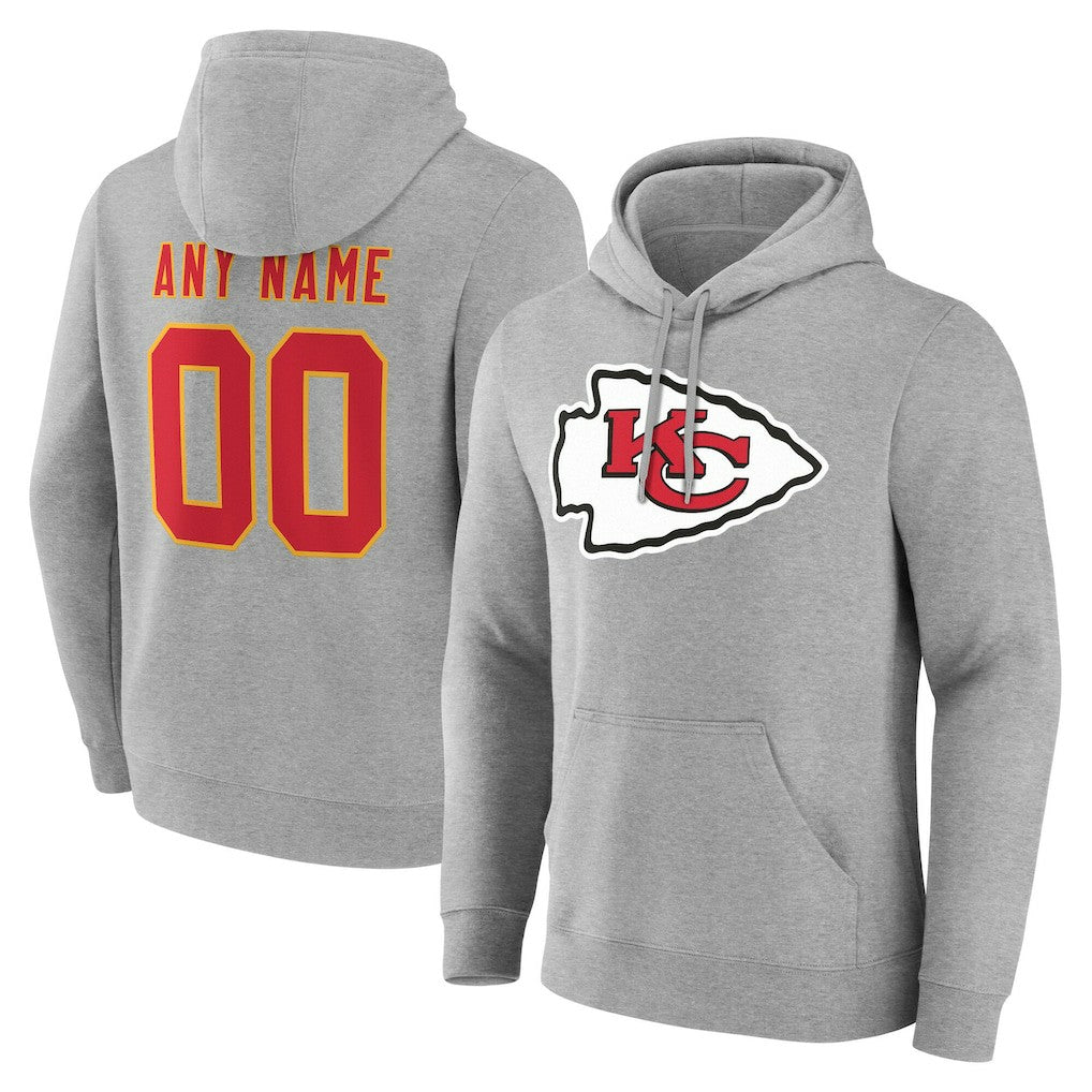 Kansas City Chiefs Team Authentic Personalized Name & Number Hoodie Gray