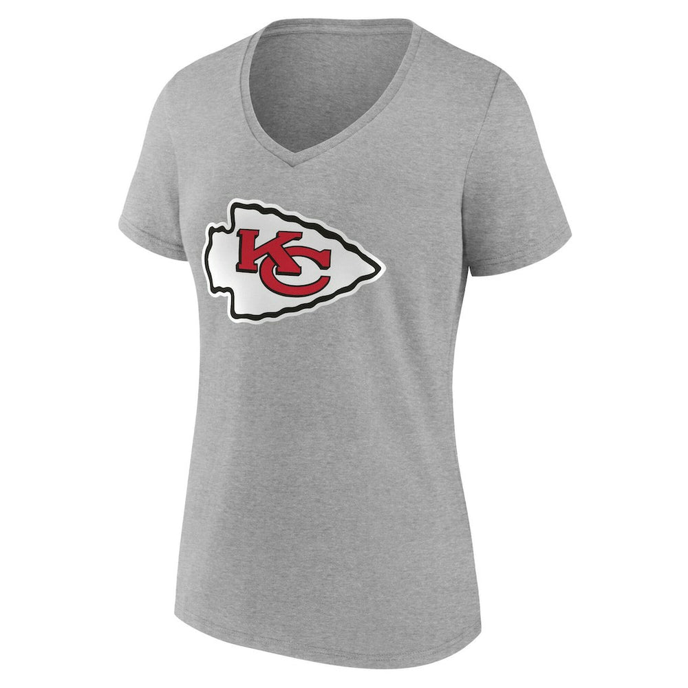 Kansas City Chiefs Women's Team Authentic Personalized Name & Number V-Neck T-Shirt Gray