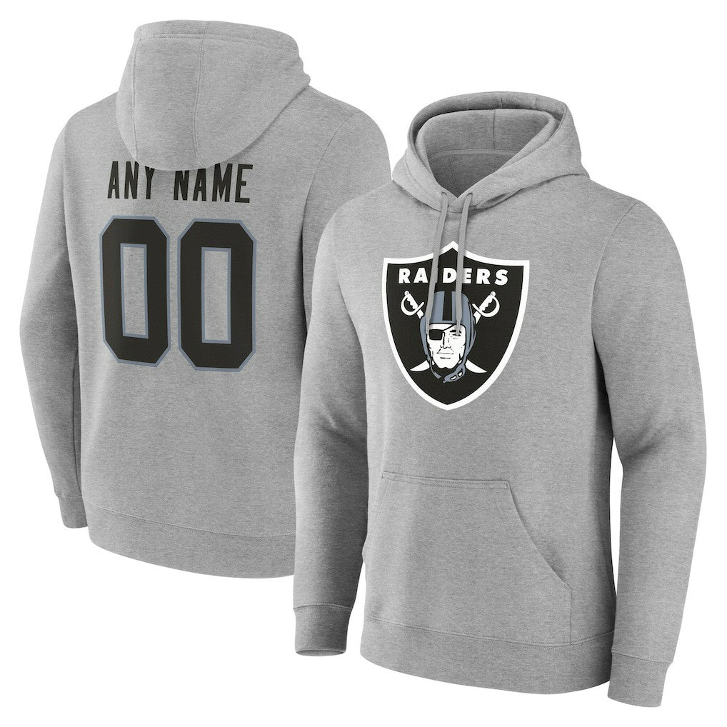 Las Vegas Raiders Team Authentic Personalized Name & Number Hoodie Gray