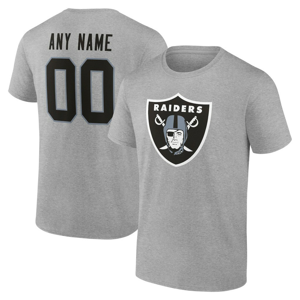 Las Vegas Raiders Team Authentic Personalized Name & Number T-Shirt Gray