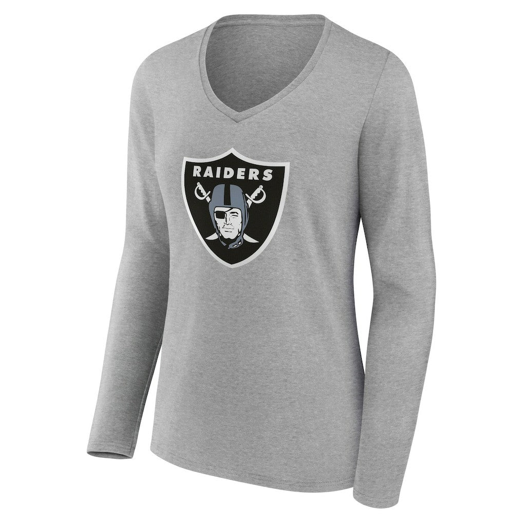 Las Vegas Raiders Women's Team Authentic Personalized Name & Number Long Sleeve V-Neck T-Shirt Gray