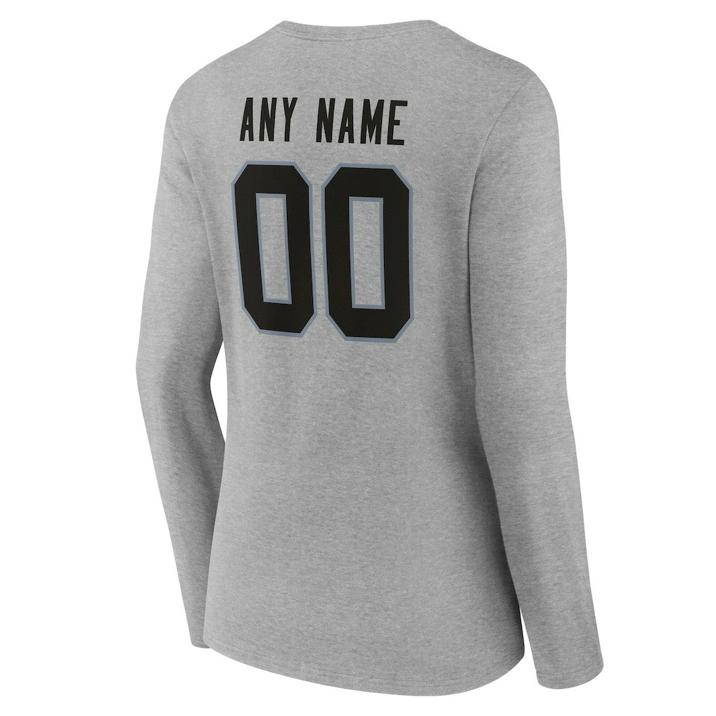 Las Vegas Raiders Women's Team Authentic Personalized Name & Number Long Sleeve V-Neck T-Shirt Gray