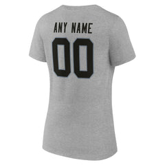 Las Vegas Raiders Women's Team Authentic Personalized Name & Number V-Neck T-Shirt Gray